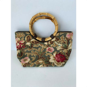 Sisters by Longaberger Floral Purse Bamboo Handles